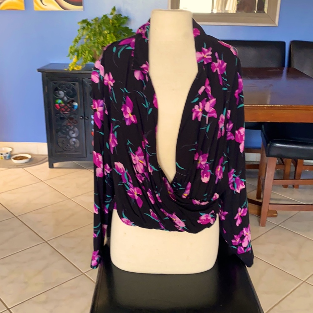 Long sleeved black floral